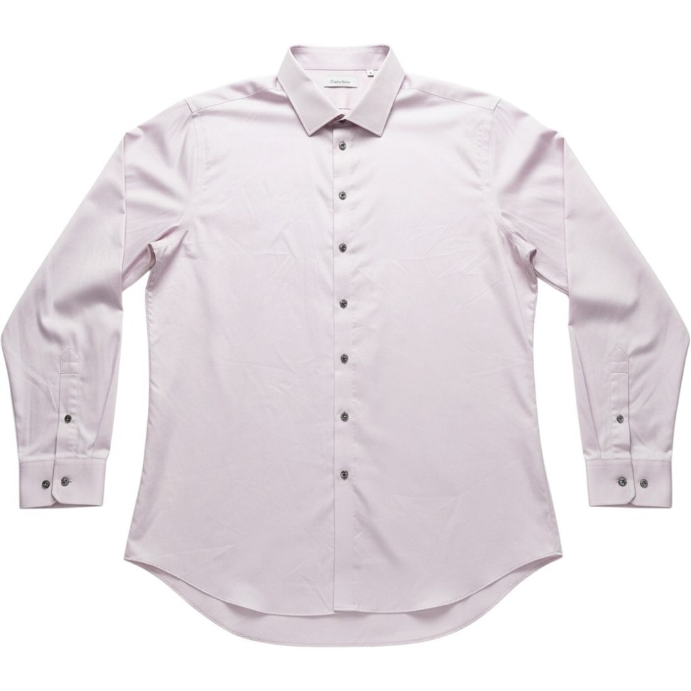Calvin Klein Dress Shirt Mens 18.5 38/39 Pink Slim Tall Wrinkle Free Stretch
